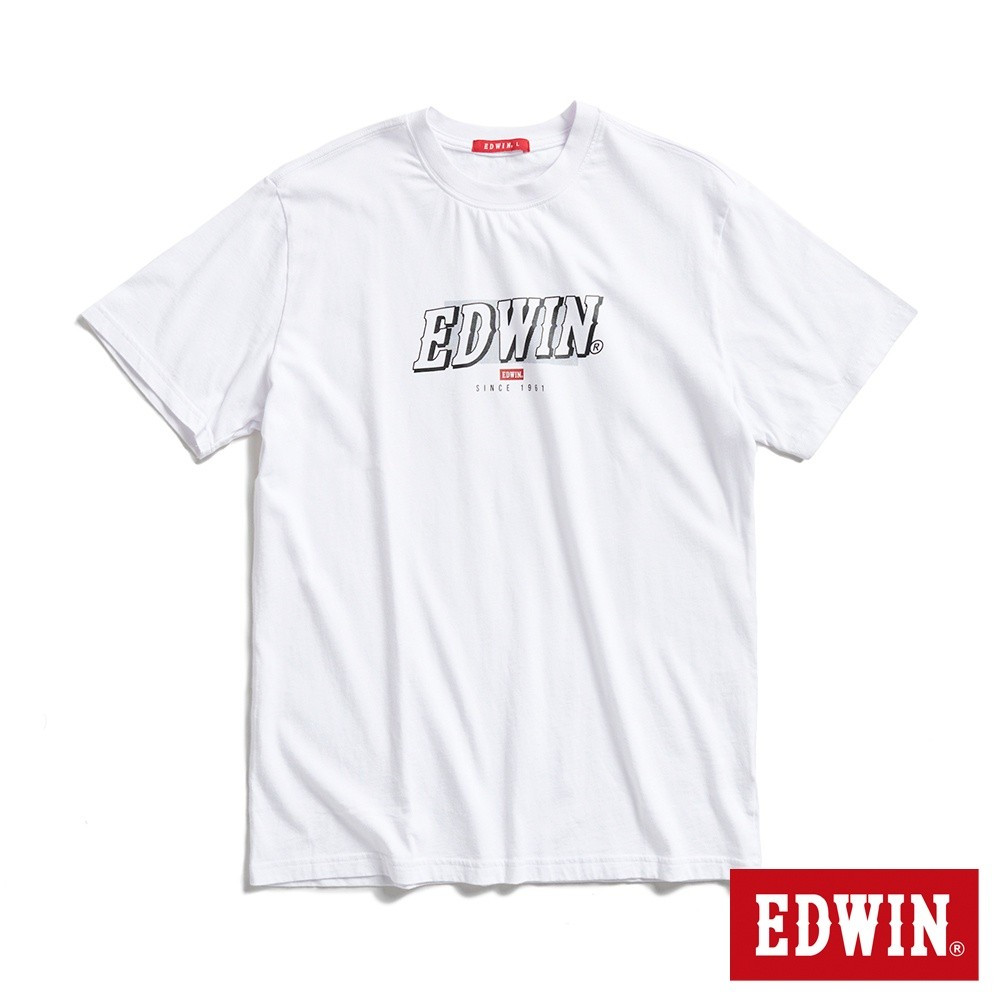EDWIN คุณภาพสูงโลโก้ตัวอักษรพื้นฐานการพิมพ์ผู้ชายทุกวัน Comfort Top 100% Cotton Oversize เสื้อยืดคอก