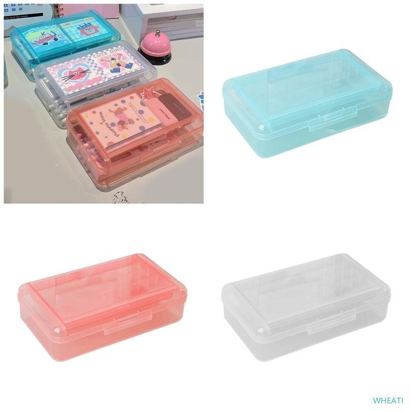 WHEATI กล่องดินสอขนาดใหญ่ Double Layer กล่องเก็บปากกาใสดินสอสี Organizer