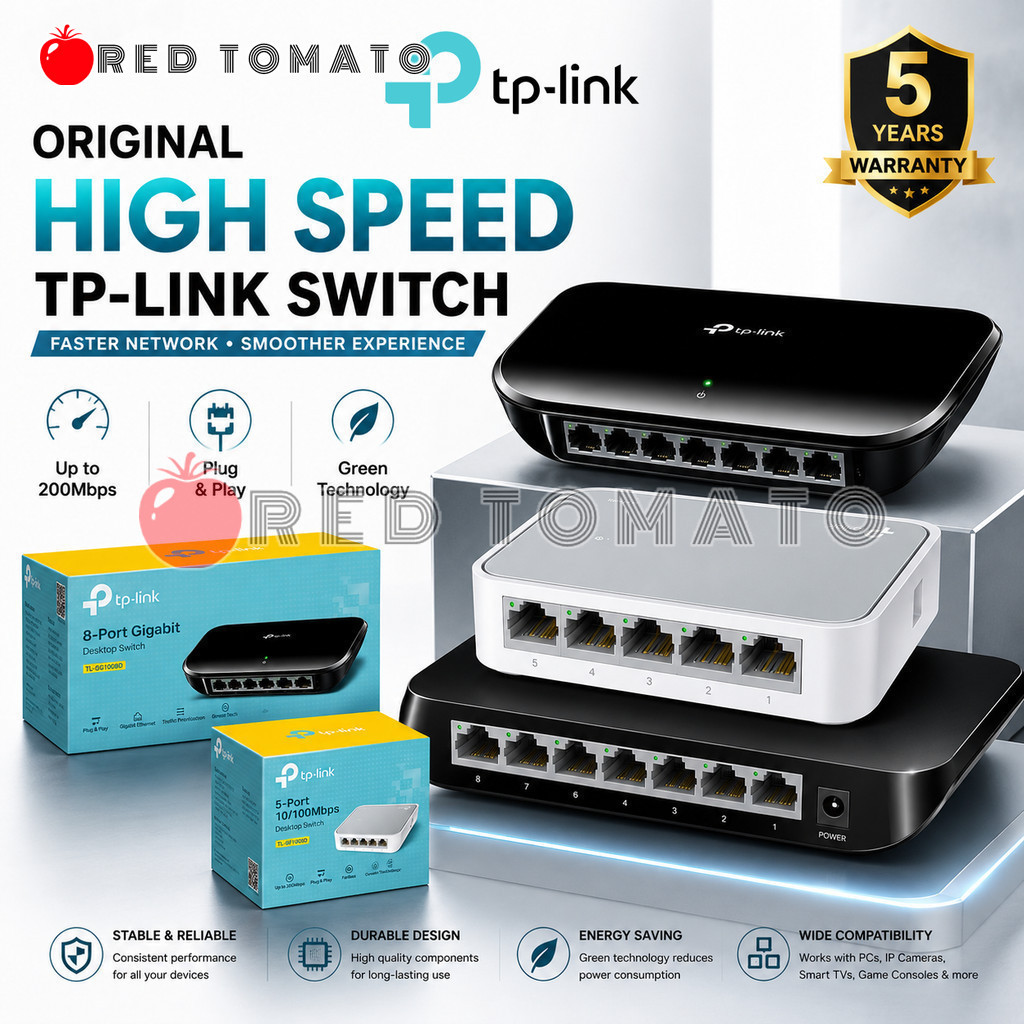 RED TOMATO TL-SF1005D TL-SG1005D TL-SG1008D 5-Port 8-Port 10/100/1000 Mbps Desktop Switch TP-Link Sw