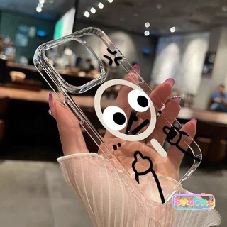 เคสโทรศัพท์โปร่งใสแม่เหล็กตลกและตลกสําหรับ iPhone 17, 16, 15, 15pro, 15plus, 14, 14pro, 14plus, 13, 13pro, 12, 11, 11pro
