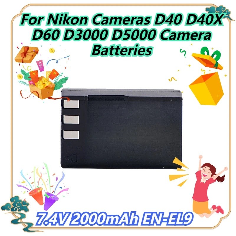 7.4V 2000mAh EN-EL9 สําหรับกล้อง Nikon D40 D40X D60 D3000 D5000 แบตเตอรี่กล้อง