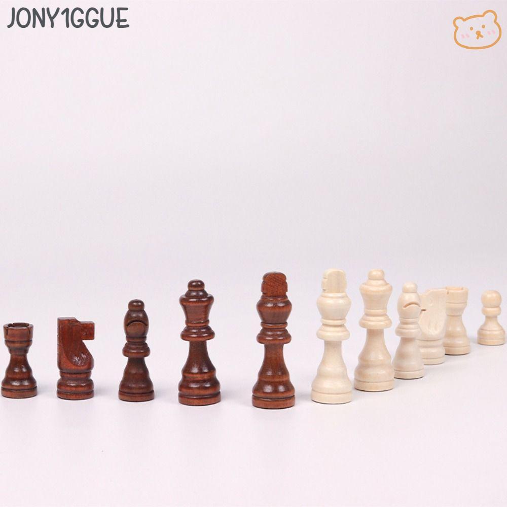 JONY1GGUE Wood Chessmen, Chess Pieces Only No Board Wood Wooden 32 Pies King Height Chess