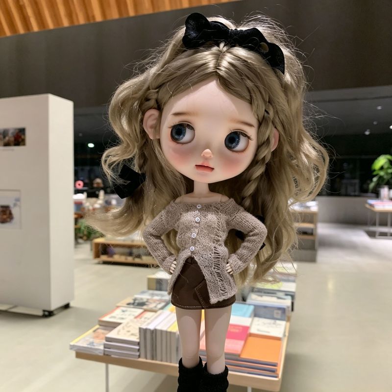 [เฉพาะวิกผมโดยไม่ต้องจัดแต่งทรงผม] น่ารักเล็กๆน้อยๆผ้าน้องสาวตุ๊กตากลางแยกสไตล์นมชาสีน้ําตาลยาวตรงเสื้อสวมหัววิกผมตัวอ่อนสามารถตัดปร