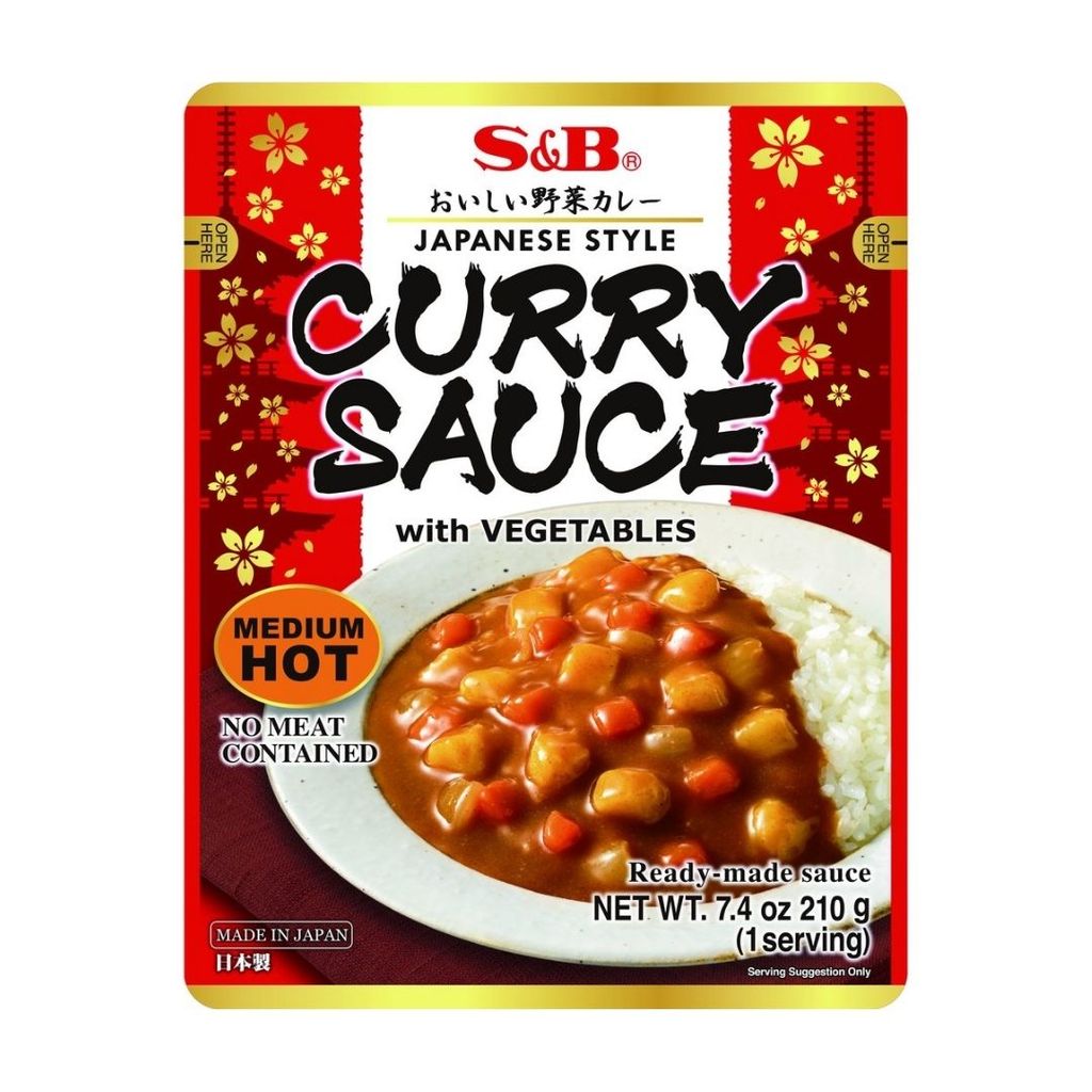 เอสแอนด์บี ซอสแกงกะหรี่ผสมผักเผ็ดกลาง S&B Curry Sauce with Veg Med Hot 210g.