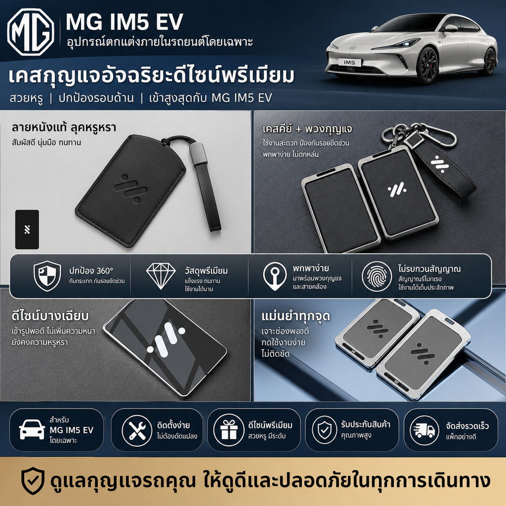 หลากหลายประเภท2026 MG IM5 EV รถเฉพาะกรณีกุญแจคอลเลกชัน NFC Card Case Key จี้แก๊ส GayC.PAS
