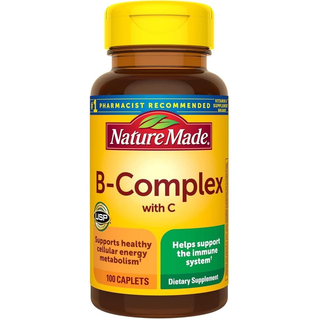 Nature Made B Complex B Complex With C สําหรับพอร์ตระบบภูมิคุ้มกัน 100 แคปซูล 100 วัน ply