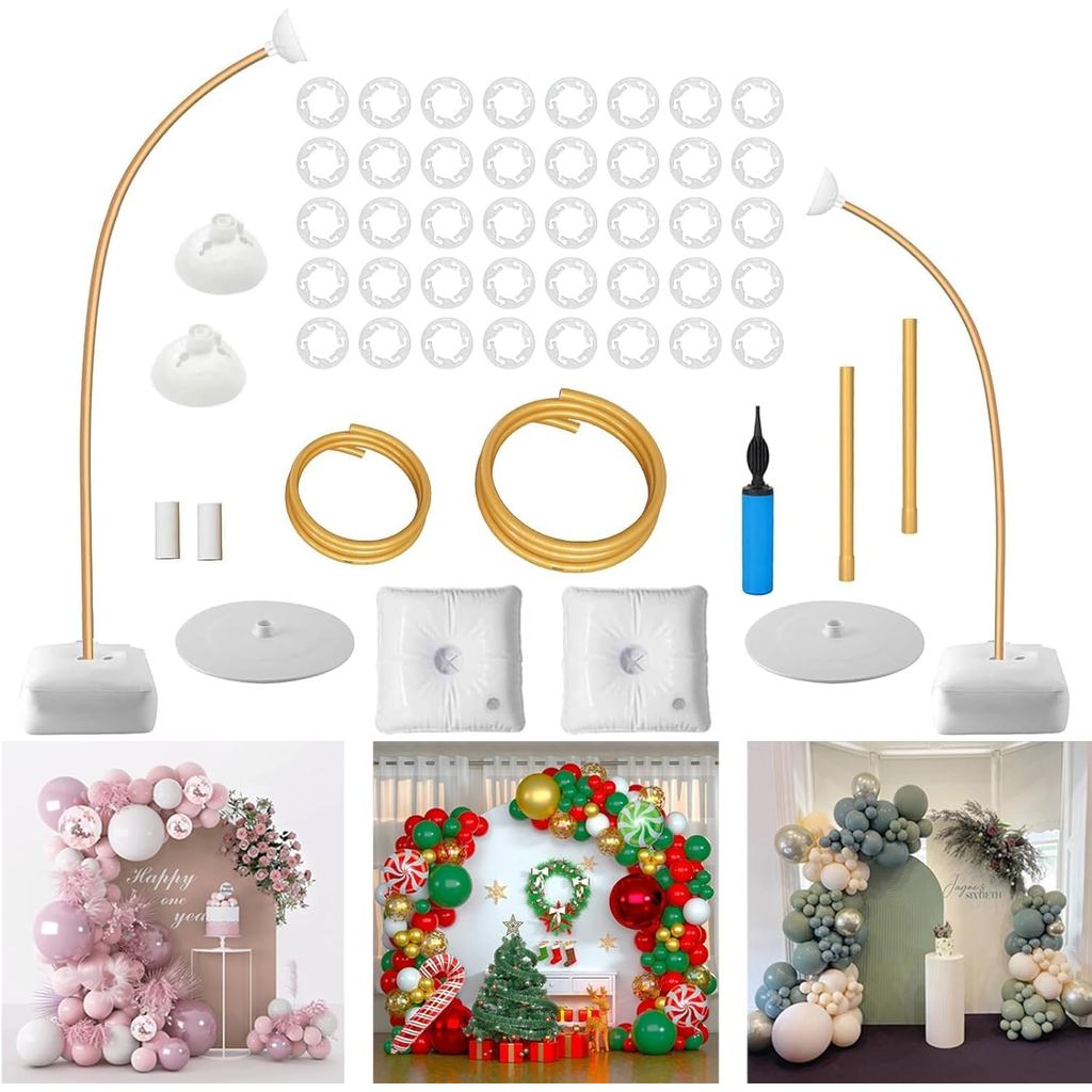 Balloon Arch Stand Kit - ฟรีรูปร่างดัด 8.2ft & 4.9ft Half Arch บอลลูนคอลัมน์ขาตั้งพร้อมฐานฉากหลังสํา