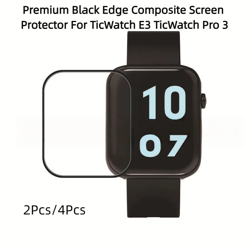 ฟิล์มกันรอยหน้าจอคอมโพสิตขอบสีดําระดับพรีเมียมสําหรับ TicWatch E3 TicWatch Pro 3