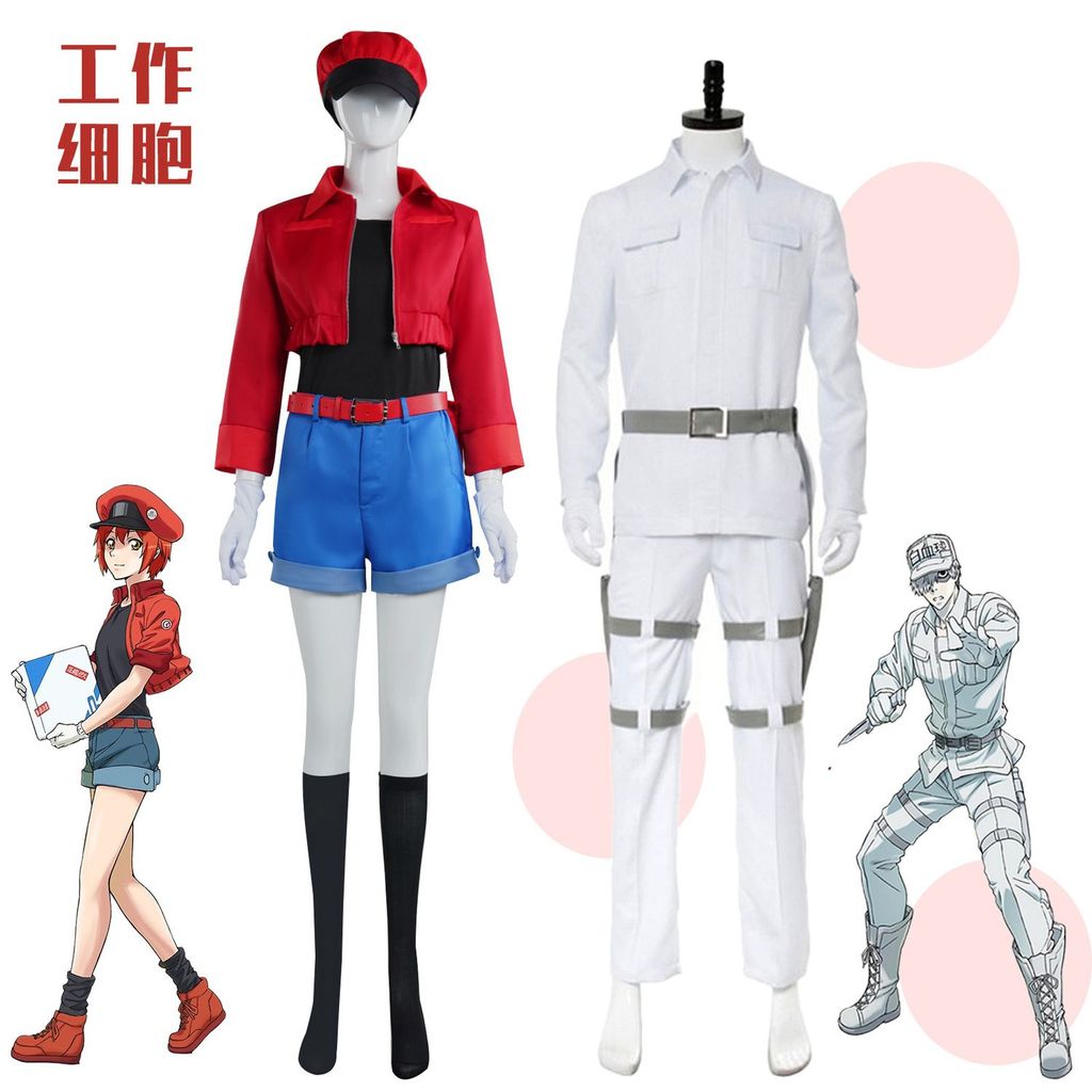 คอสเพลย์ญี่ปุ่นอะนิเมะทํางานเซลล์เพราะเครื่องแต่งกายชุด|Red Cell/White Cell/FBG Unisex Uniform Day