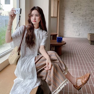 Dahong 99550/51 เสื้อคลุมยาวผ้าลูกไม้ + กางเกงขายาวทรงหลวมแบบลำลอง