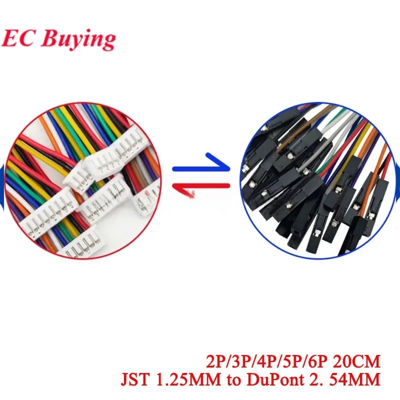 20 ชิ้น/10 ชิ้น JST 1.25 มม.ถึง 2.54 มม.Dupont สาย 1Pin หญิง 2.54 สายไฟ Terminal 1.25 2 P/3 P/4 P/5 