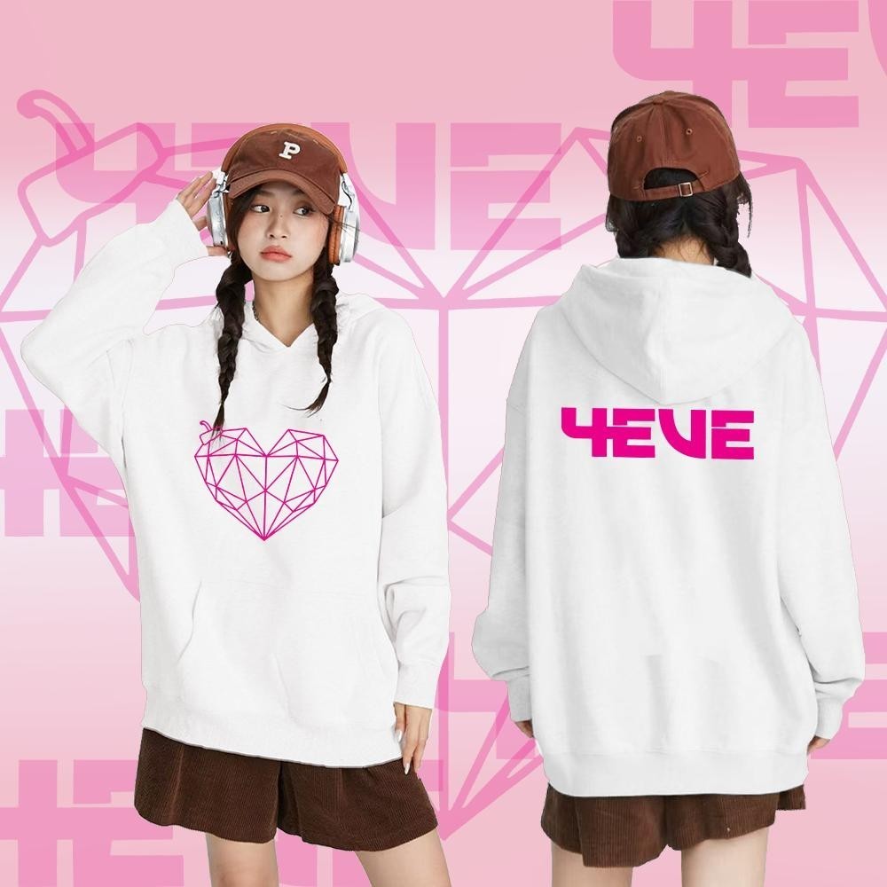 4EVE เสื้อฮู้ดแขนยาว#411 4EVE พิมพ์ลาย ใส่ได้ ทั้ง ชาย วัสดุเส้นใยโพลีเอสเตอร์(จัดส่งจากกรุงเทพฯ)