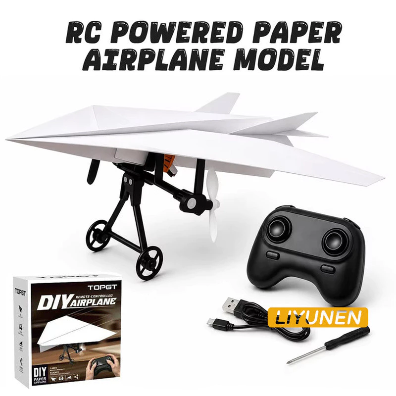 รีโมทคอนโทรล DIY เครื่องบินกระดาษชุดไฟฟ้าของเล่น RC กลางแจ้ง