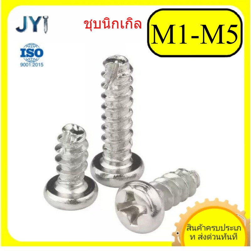 สกรูแตะตัวเองหางหัวกลมชุบนิกเกิล PT หัวกระทะ slotted สกรู M1-M5SZ-JY888