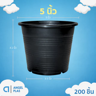 กระถาง กระถางต้นไม้ กระถางพลาสติก เบอร์ 5 นิ้ว สีดำ 100 ใบ ยกมัด