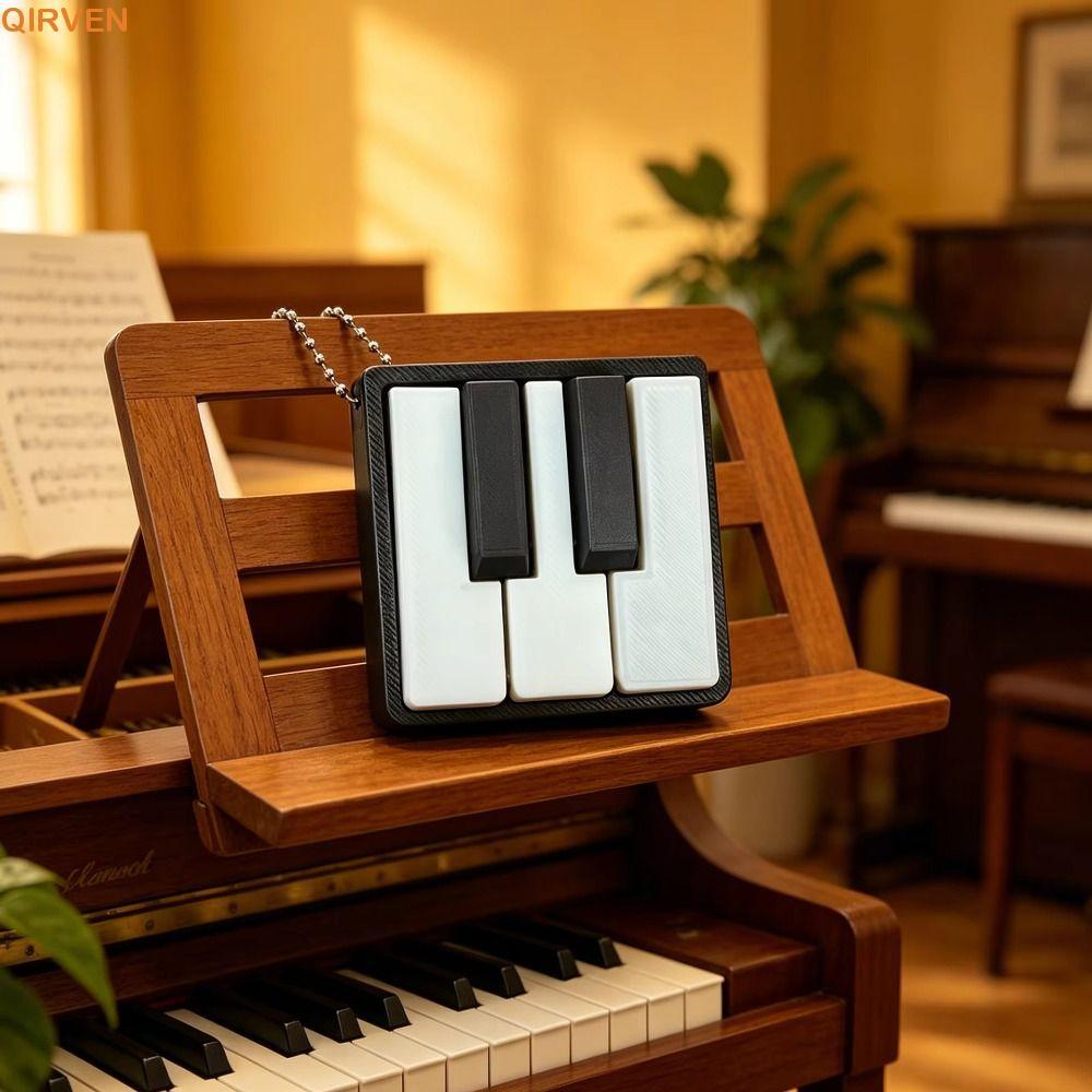 QIRVEN Piano Stress Clicker พวงกุญแจ, 3D พิมพ์มินิขนาด Fidget Piano Charm พวงกุญแจ, แบบพกพาแบบพกพาออ
