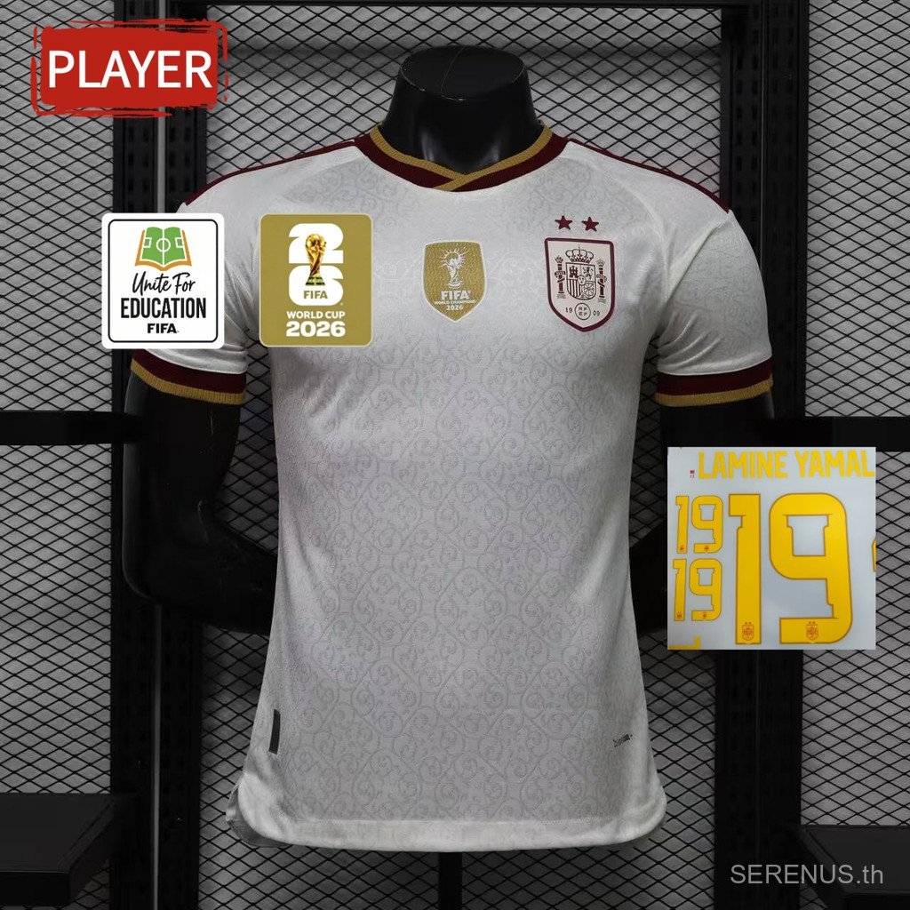 2026-2027 Player Edition Short Sleeve Double Star Away Jersey เสื้อฟุตบอลสเปน LAMINE YAMAL#19 หมายเล
