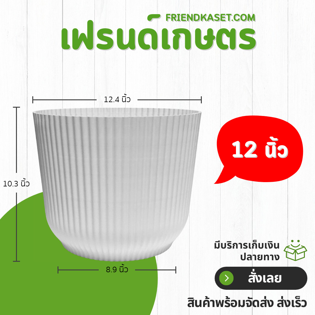 กระถาง กระถางกลม ลูกฟูก ขนาด 12 นิ้ว ขั้นต่ำ 2 ใบ ชิ้น อัน