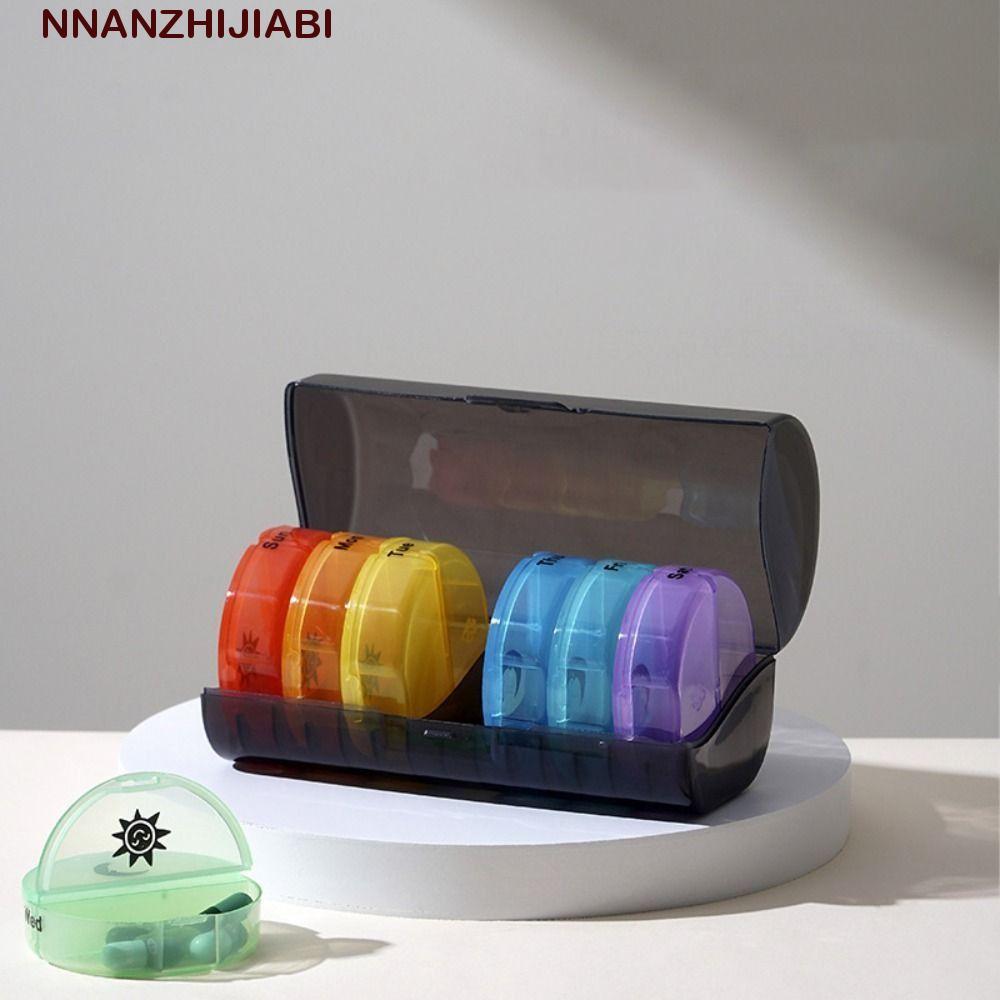 NANZHIJIABI วิตามินเก็บกรณี,14-Grid Drug Container 7-Day Splitter Pill Organizer,ยาพลาสติกแบบพกพาWee