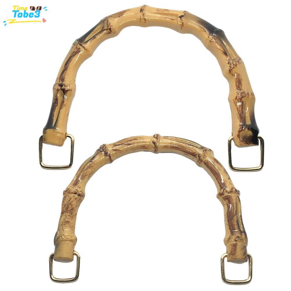 TOBE3 ไม้ไผ่กระเป๋าจับ Handmade กระเป๋าอุปกรณ์เสริม DIY พร้อมหัวเข็มขัดกระเป๋าถือ Band Handle