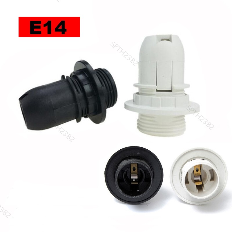 MSmall สกรู E14 หลอดไฟโคมไฟฐานผู้ถือจี้ซ็อกเก็ตโคมไฟคอสีดํา/สีขาว TH23B2