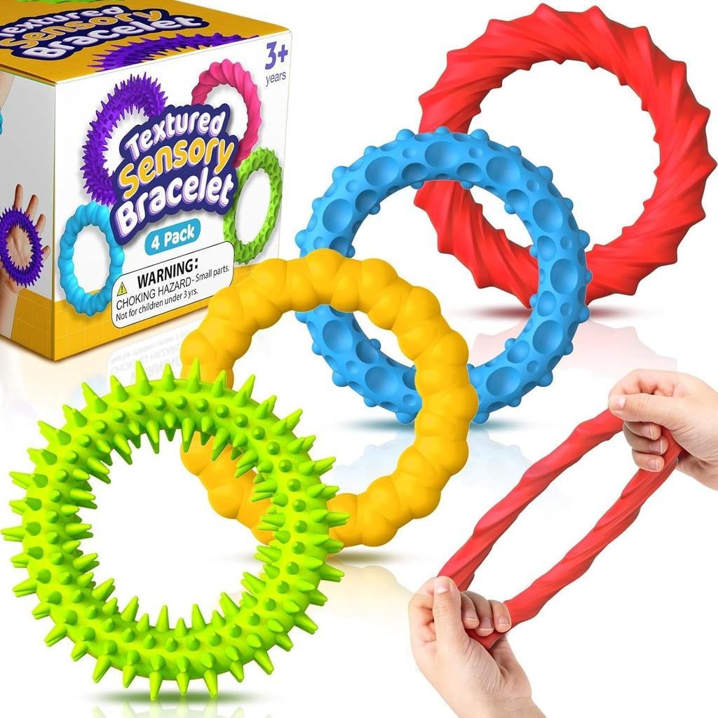 SensoryFidgetToysforKidss-4PackStretchyFidgetBracelet|Texture&CalmingAutiSensoryToysforSpecialNeedsA