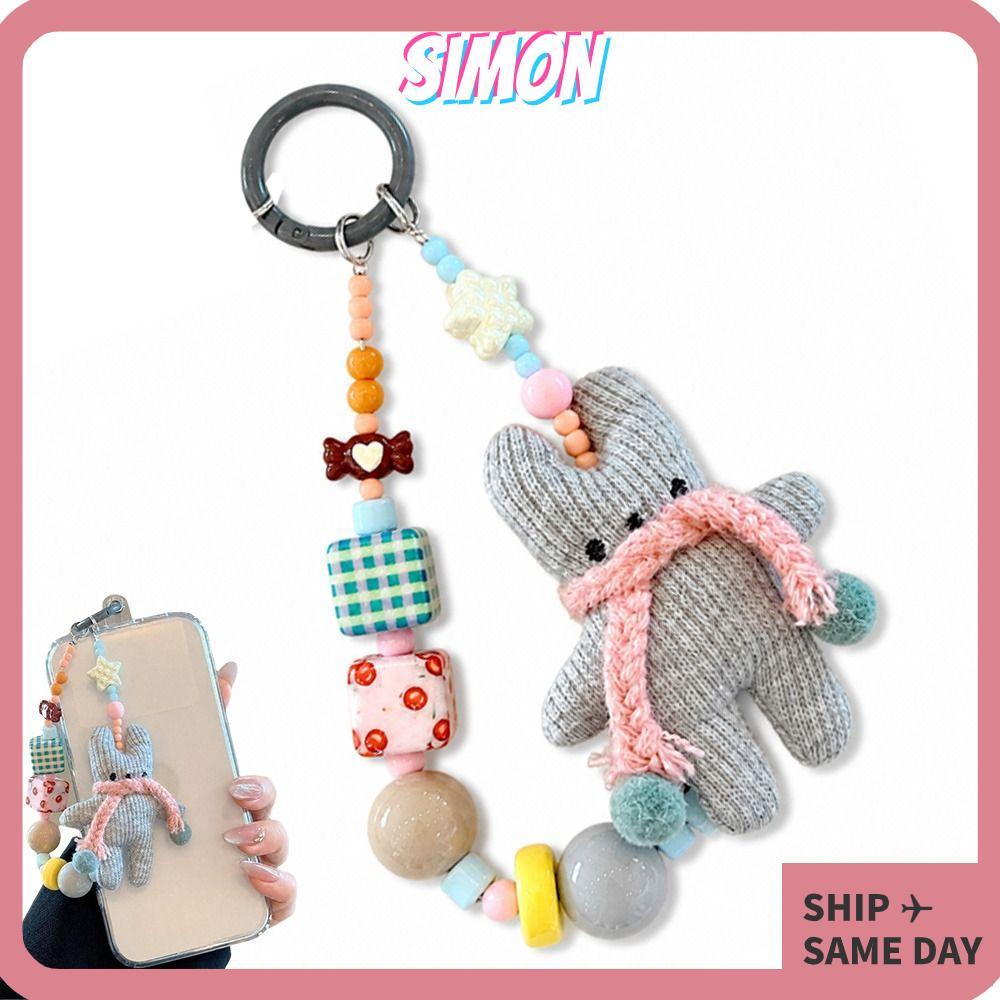 SIMON Rabbit Phone Charm, ins Beaded Phone Charm, Cartoon Phone Charm Strap Camera Accessories
