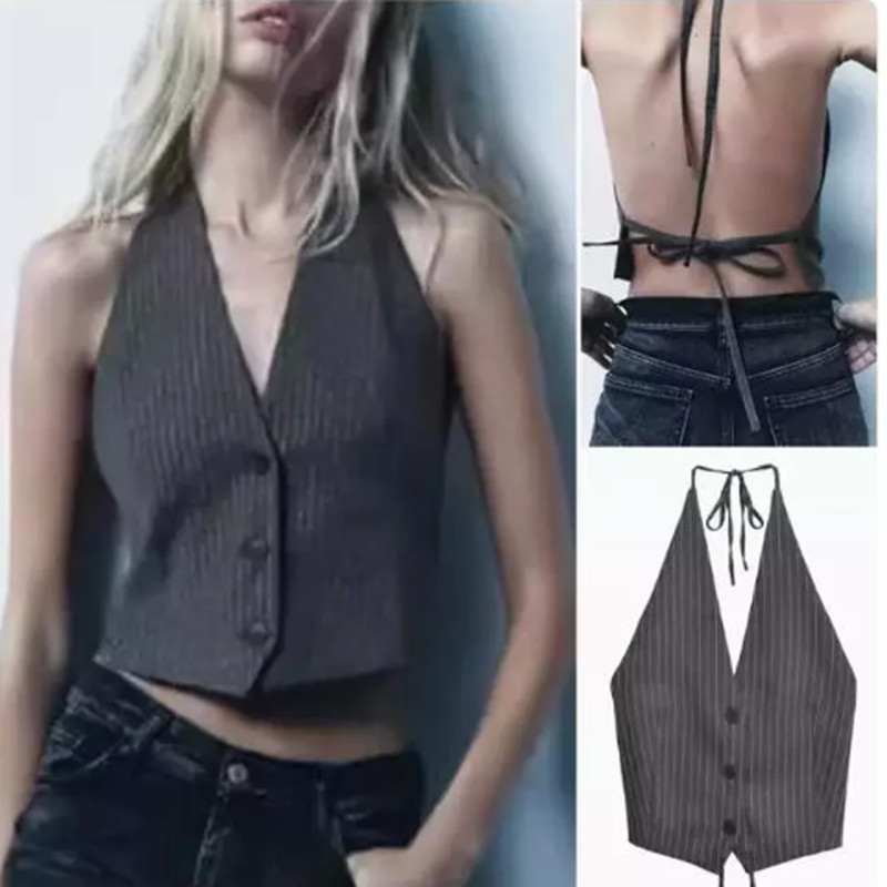 Chemise 99192❤️เสื้อกั๊ก คอวี  ฤดูใบไม้ผลิฤดูร้อนฤดูใบไม้ร่วงชุดสูทผู้หญิงเสื้อกั๊ก เนื้อผ้าหน้ากำลังดี