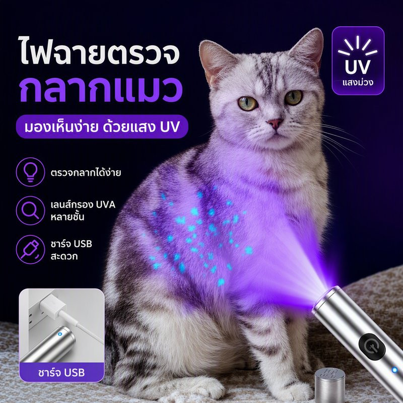 พร้อมส่ง！！ไฟฉายยูวี 365nm ไฟฉายเชื้อราแมว สิวเสี้ยน ฟฉายแสง สำหรับตรวจเชื้อราในสัตว์เลี้ยง ยืนยันจุดที่เกิดเชื้อรา