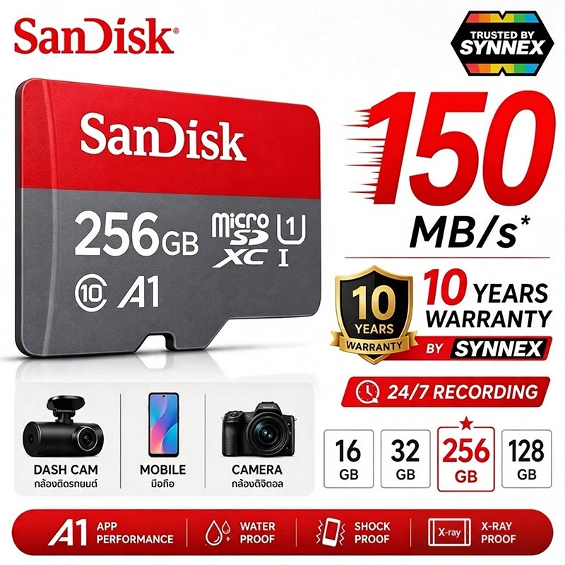 แท้(ส่งไว)Sandisk Ultra Micro SDCard 128/256/512GB SDXC Class10 A1 Speed 140mb/s,(SDSQUAB)เมมโมรี่การ์ด TF Card แท๊บเล็ต