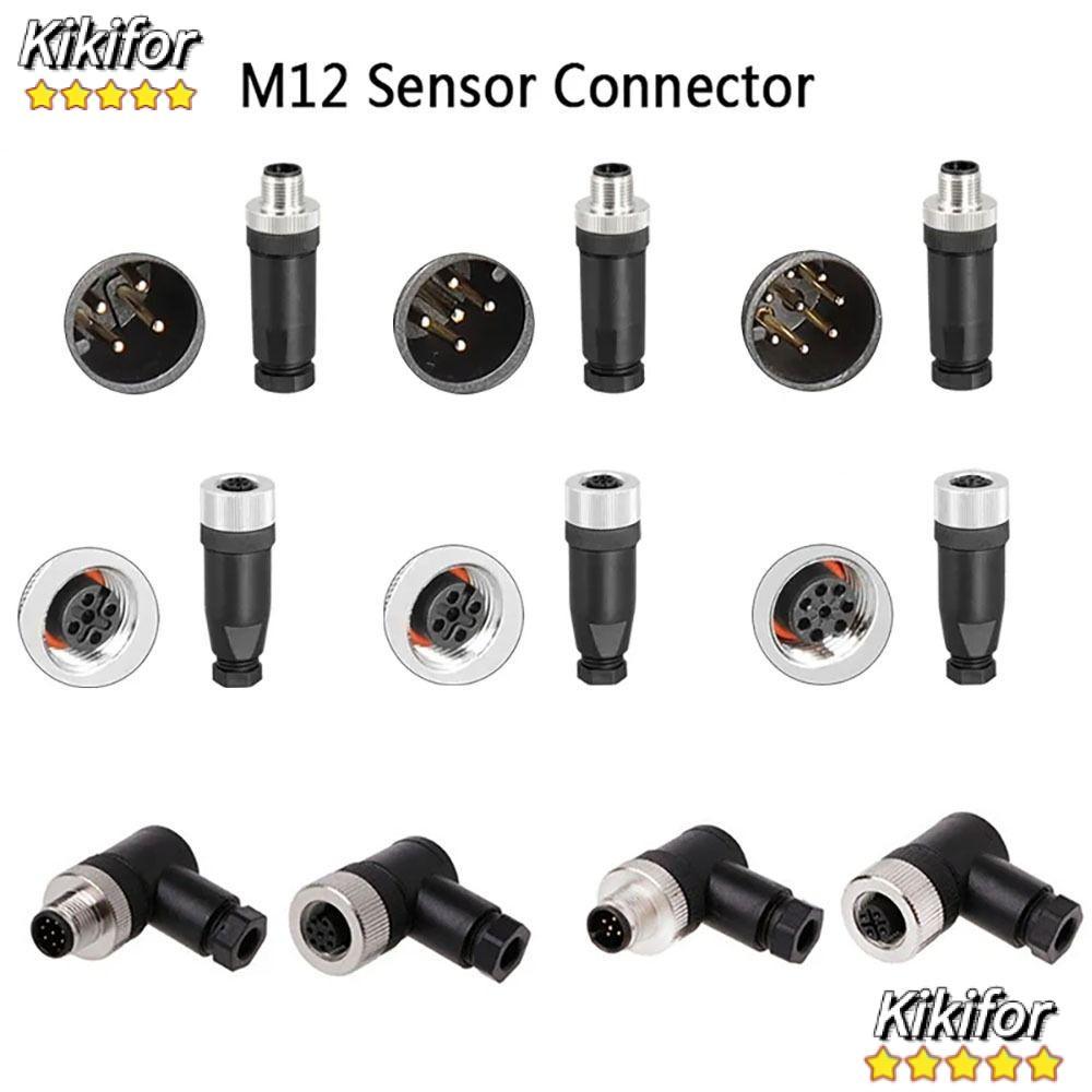 KIKIFOR M12 Sensor Connector, Connector ชายหญิงซ็อกเก็ต M12 ปลั๊กการบิน, 4 5 8 Pin M12 Sensor Cable 