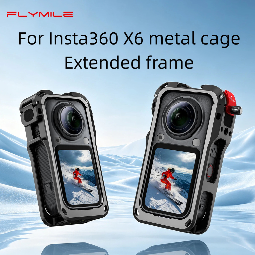 FLYMILE เข้ากันได้กับกรงโลหะกล้องพาโนรามา Insta360 X6, อุปกรณ์เสริมการถ่ายภาพกรอบขยายป้องกันกล้อง