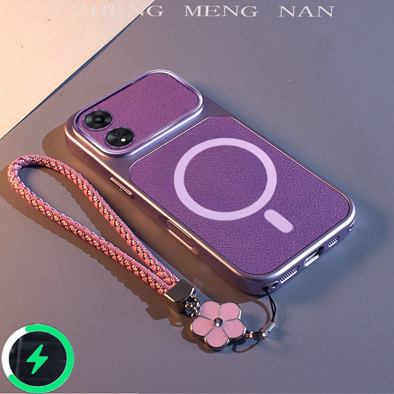 เหมาะสําหรับ OPPO A1 PRO 5G OPPO RENO 8T 5G ใหม่ลายลิ้นจี่หนัง 3D แหวนดูดแม่เหล็ก + เชือกมือป้องกันการตกเกราะป้องกัน 0076