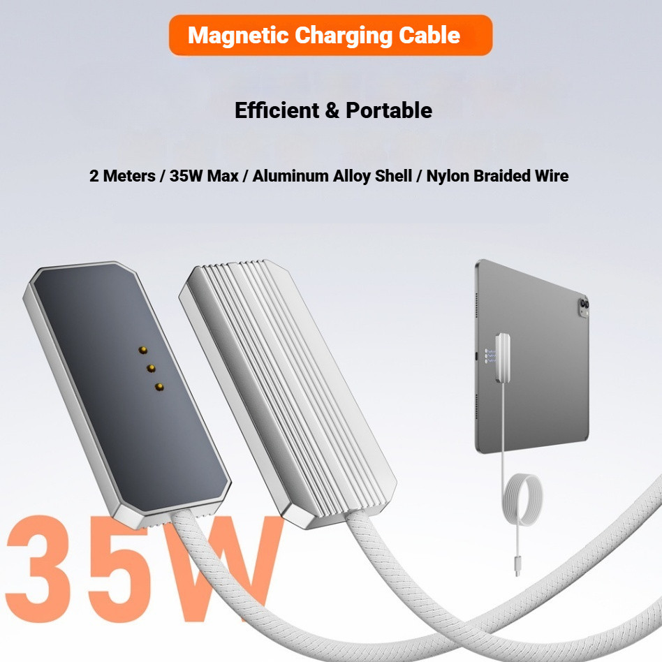 35W Type-C สายชาร์จ 3-Pin Magnetic Wireless CHARGING Pad, 2 เมตร, สําหรับ iPad Pro 11 "13" M5/M4, ใช