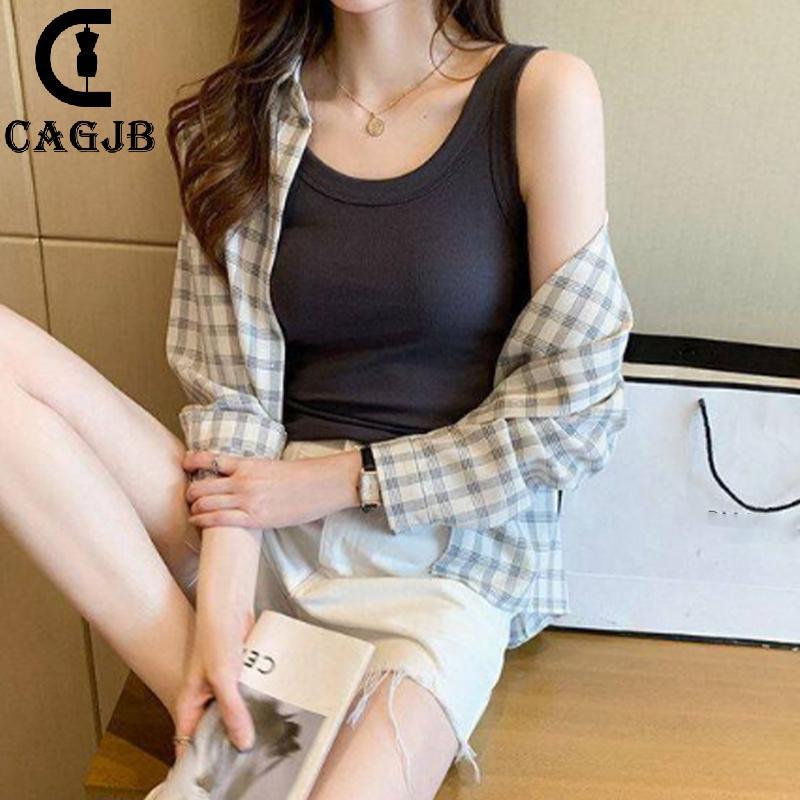 [CAGJB] 2025 เสื้อกล้ามผู้หญิงฤดูร้อน Slim Fit สีทึบรอบคอ Soft Comfy Daily Gym ชุดโยคะ UOM