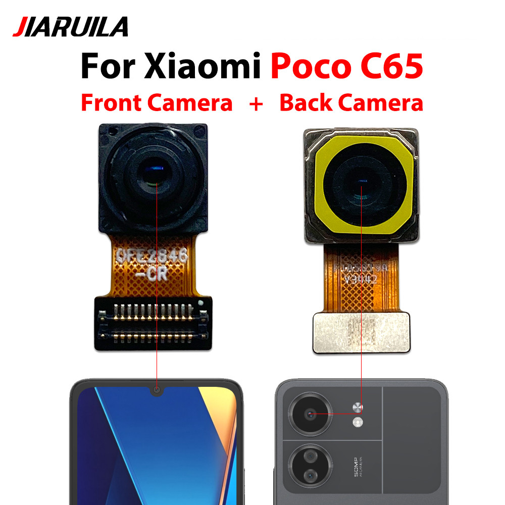 สําหรับ Xiaomi Poco C65 กล้องด้านหลังด้านหลังกล้อง Flex Cable + เปลี่ยนกล้องด้านหน้า Facing