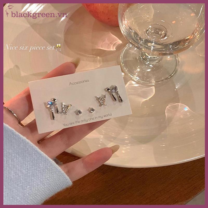 BREE 6 ชิ้น/เซ็ตแฟชั่นเกาหลี Vintage Silver สี Hoop ต่างหูสําหรับผู้หญิง Egirl อินเทรนด์ Grunge Aest