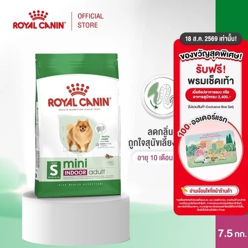 Royal Canin Mini Indoor Adult7.5kg อาหารเม็ดสุนัขโต พันธุ์เล็ก เลี้ยงในบ้าน อายุ10เดือน-8 ปี (Dry Dog Food, โรยัล คานิน)