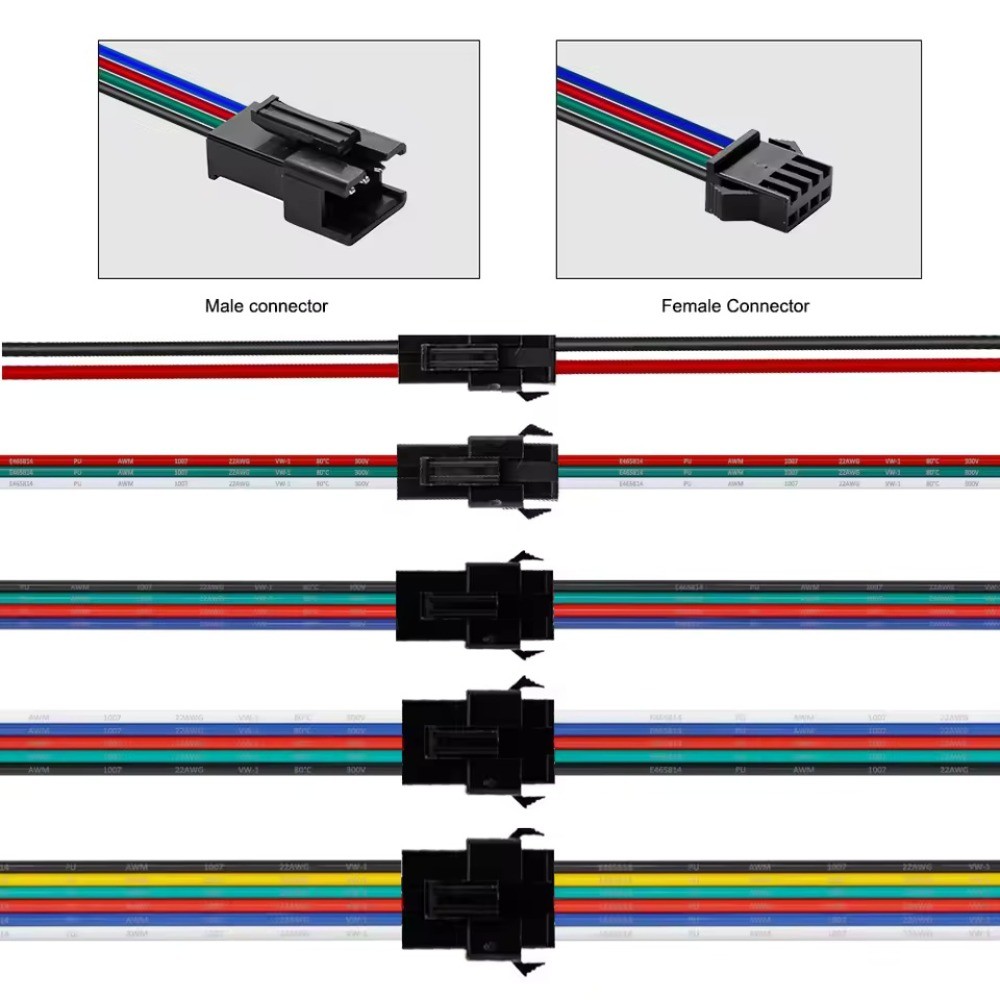 15 ซม.ชาย/หญิง JST Connector 2Pin 3Pin 4Pin 5Pin 6Pin สายไฟสําหรับ WS2812B SK6812 WS2811 RGBW LED St