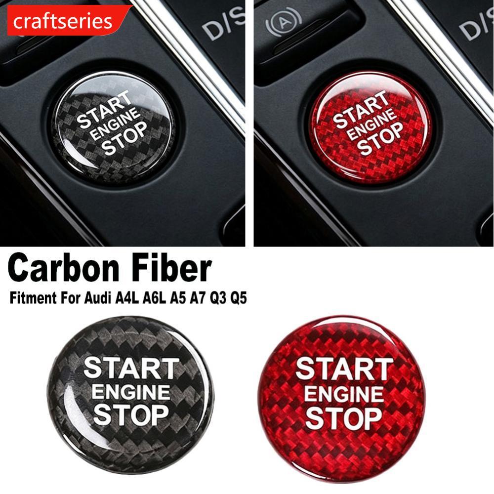 CRAFTSERIES คาร์บอนไฟเบอร์รถเครื่องยนต์ปุ่มฝาครอบปุ่มภายในปุ่ม Trim Strip สําหรับ Audi A4L A6L A5 A7