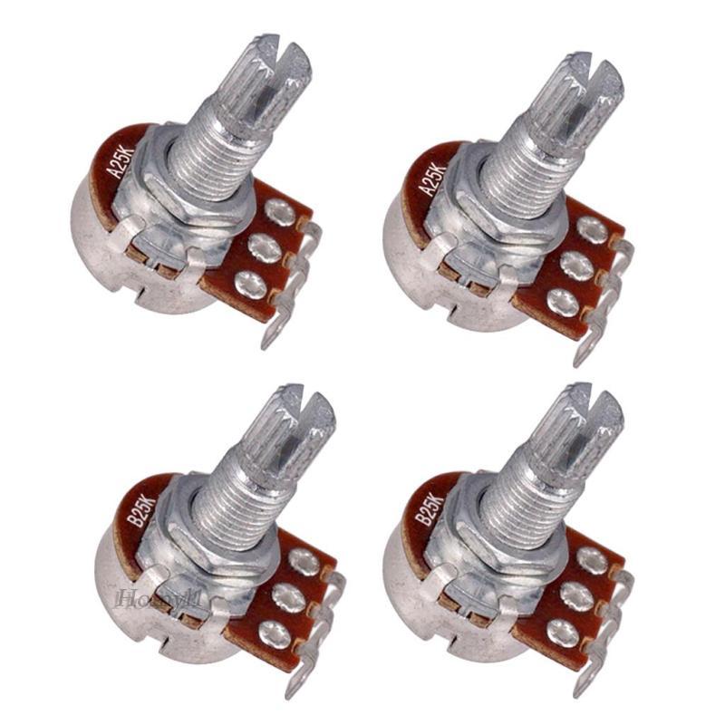 [Homyl1] 4 ชิ้นชุดหม้อมินิ A25K & B25K 18 มม.เพลากีตาร์ควบคุม Potentiometer