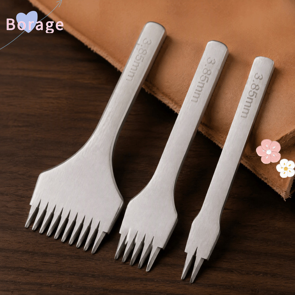 BORRAONE 3pcs Pking Iron เครื่องมือ,มุม Chisel Edge 2/5/10 Prong ตัวเลือกเย็บหนังชุด, Professional 3