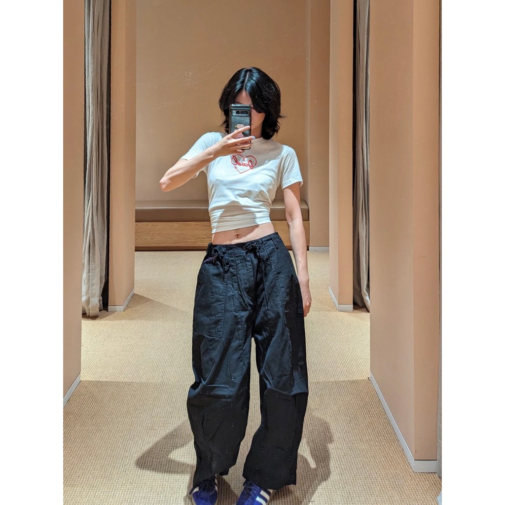 NEEDLES เอชดี PANT FATIGUE Japanese Loose Washed Wide-Leg Fat Overalls กางเกงลําลอง