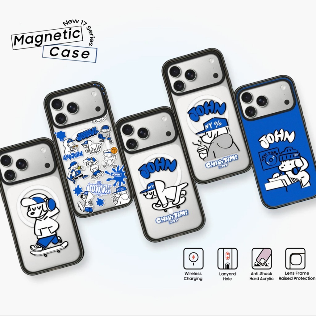 Skater JOHN Cool Dog สเก็ตบอร์ดบาสเกตบอล Graffiti สติกเกอร์ใสเคสโทรศัพท์ Street Hip Hop กันกระแทก Hard อะคริลิคสําหรับ iPhone 17 15 14 13 16 Plus 12 Pro Max Air ปลอก