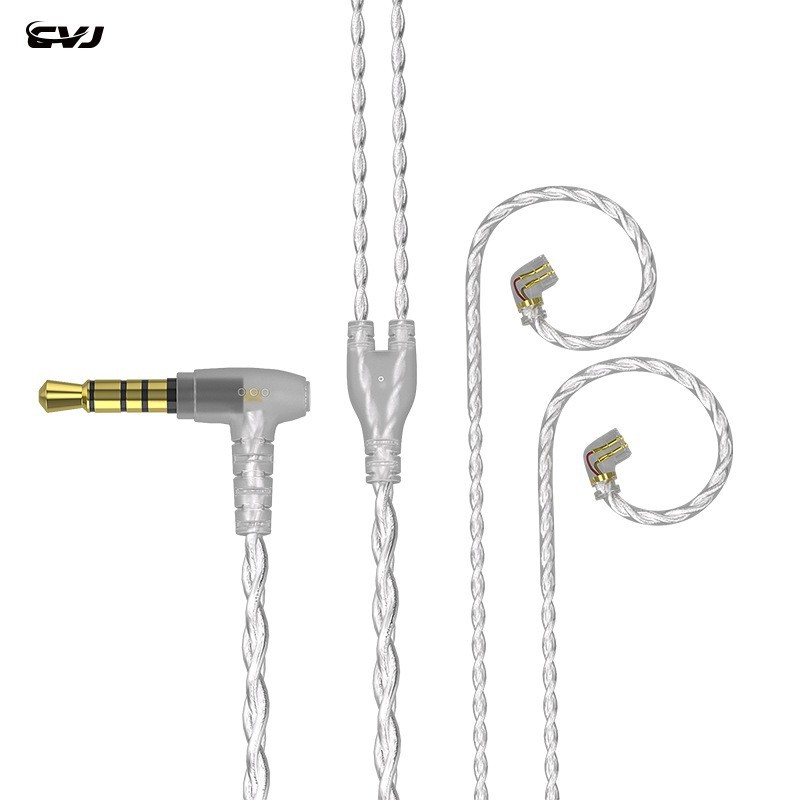 CVJ V7 Silver-Plated ลวด 2 ชิ้น 0.75 0.78 พร้อมสายไฟข้าวสาลีควบคุม S ประเภทสายหูฟัง TRN KZ TFZ QDC C