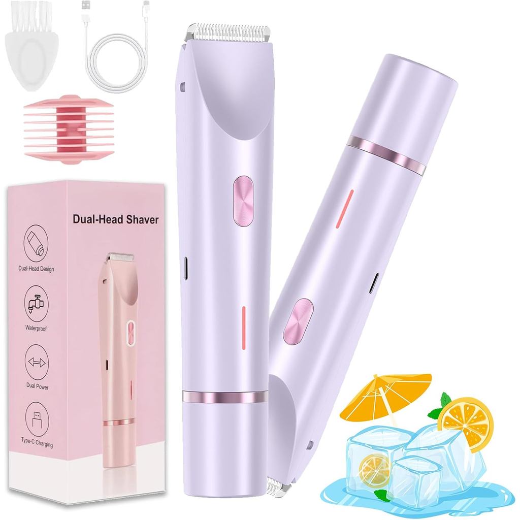 เครื่องโกนหนวดบิกินี่, ที่กันจอน 2.0, 2 in 1 Bikini Trimmer for Women, 2 in 1 Wet & Dry Waterproof E