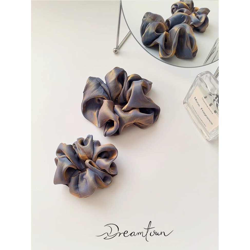 กิ๊บหนีบผม ยางมัดผมสีดำ Dreamtown/Light Shadow หมุนเวียน Pearlescent Air Hair Tie ผ้าไหมกัญชา Hand-M