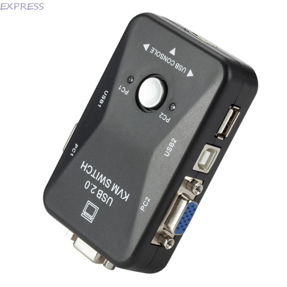 EXPRESS USB 2.0 KVM Switch Splitter, KVM 2 in 1 Out 2 Port VGA KVM Switcher Simple Operation ยืดหยุ่