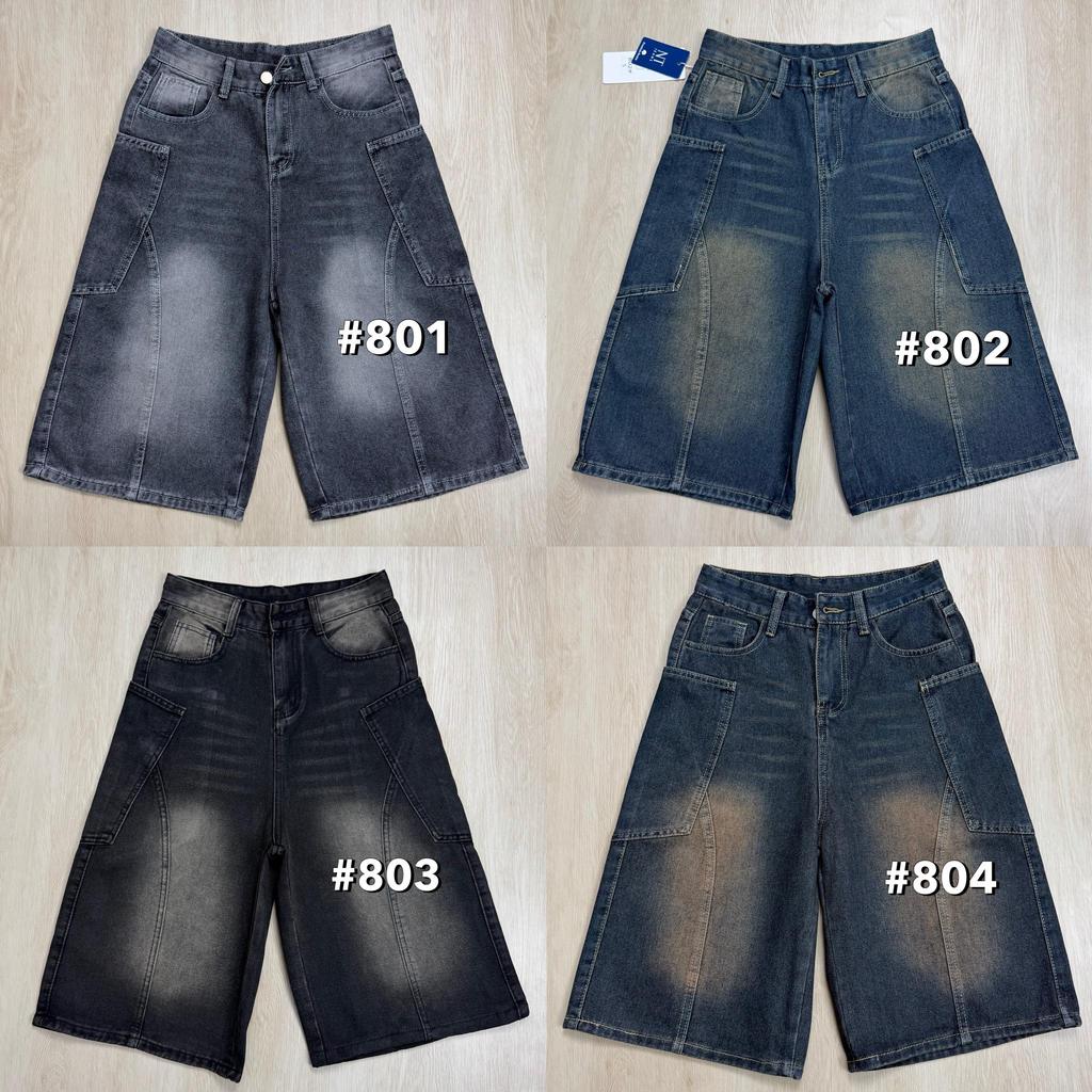 กางเกงยีนส์ทรงบาเรลคาร์โก้5ส่วน (ยาว 25-27นิ้ว) เอวสูงผ้าไม่ยืด ป้ายNT #801-#804