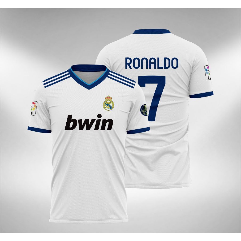 Madrid home jersey Ronaldo เสื้อแฟชั่นลําลองทีม jersey ผู้ใหญ่และเด็กขนาด